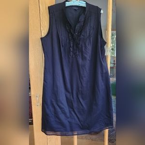 New Lands' End Navy Blue Henley Shirtdress, sz 16